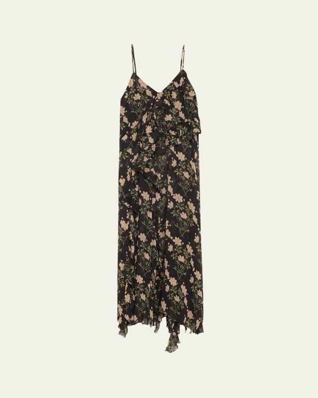 Elizabeth Floral-Print Ruffle Midi Dress